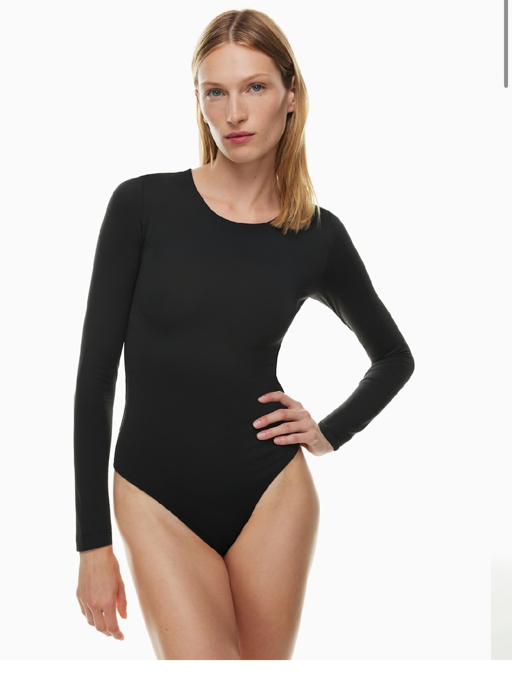 Aritzia Babaton Black Long-Sleeve Bodysuit